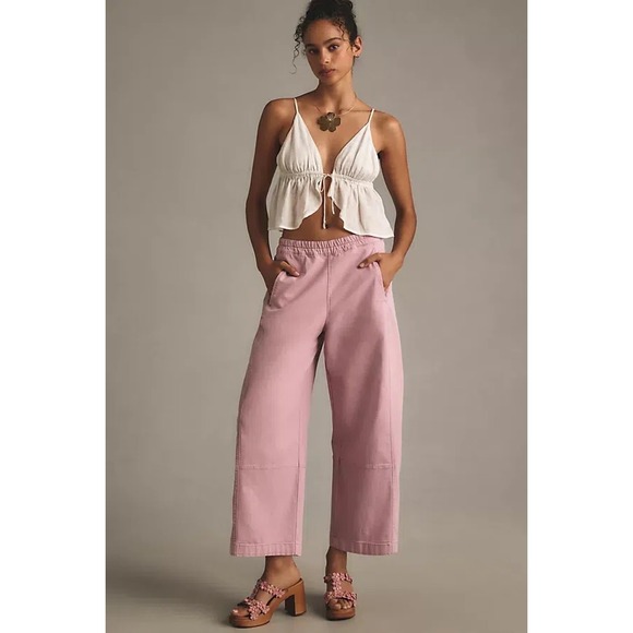 Pilcro Pants - PILCRO Izzie Relaxed Pull on Barrel Pants Women's Size L Purple Cotton Blend